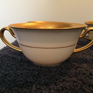 Krautheim Selb Bavaria China -Double Handled Soup Cup- 3 Soup Cups, 2 Saucers